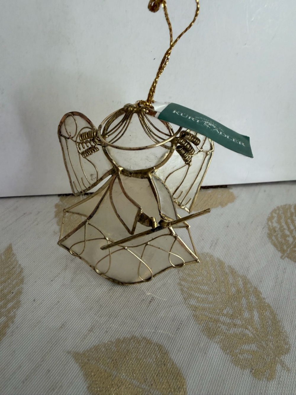 Gold Wire and Capiz shells Angel Ornament by Kurt Adler